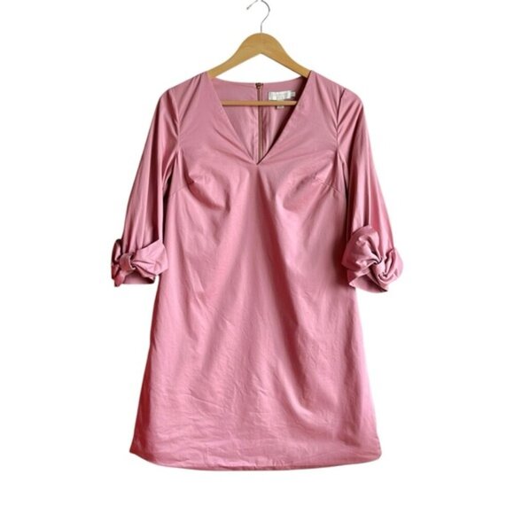 Ted Baker Solyane Pink Bow-Detail Poplin Cotton Shift Dress Size 4 TB Size 1 - Picture 4 of 16